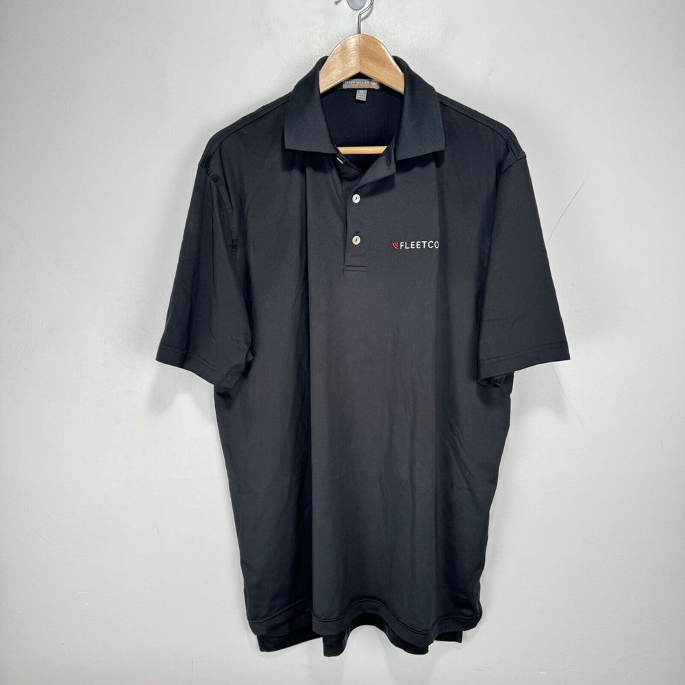 Peter Millar Summer Comfort Polo Shirt Men Medium Black Stretch Performance LOGO